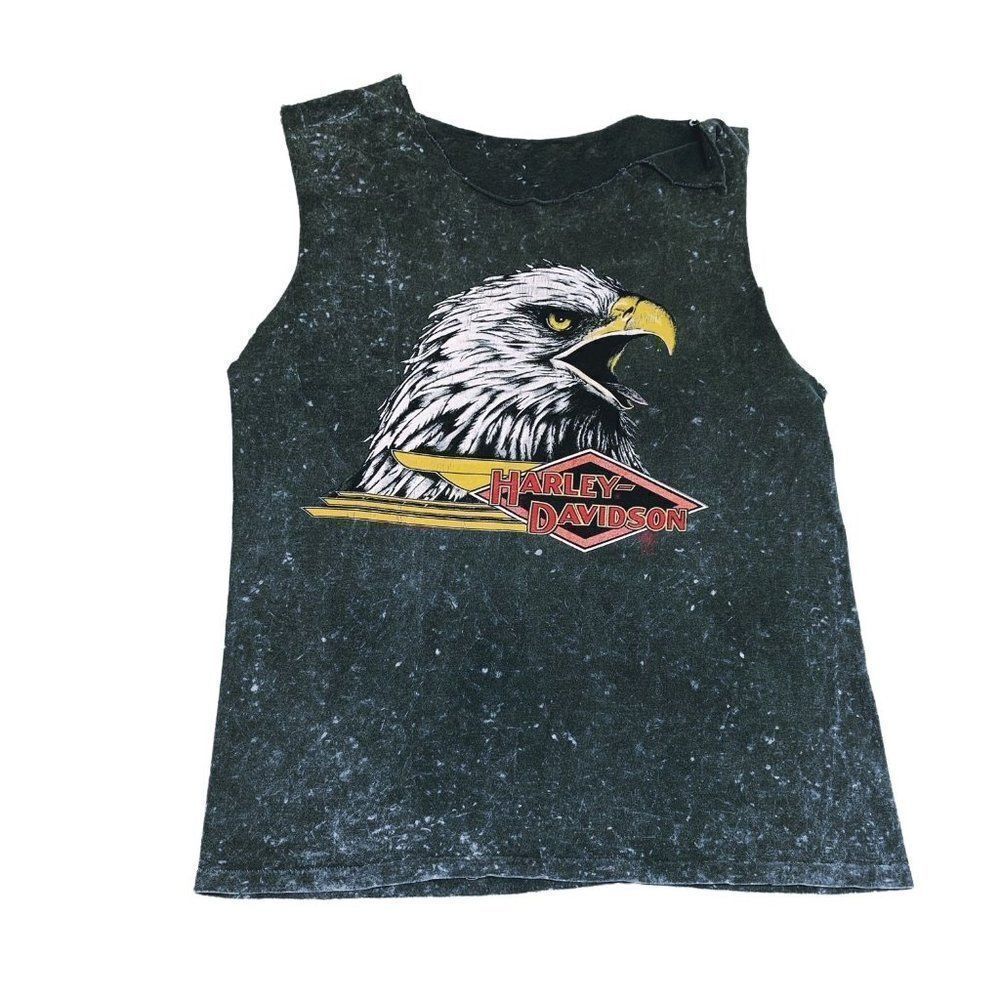 Vintage Harley Davidson Tank Top Shirt Eagle Milwaukee Wisconsin Single Stitch